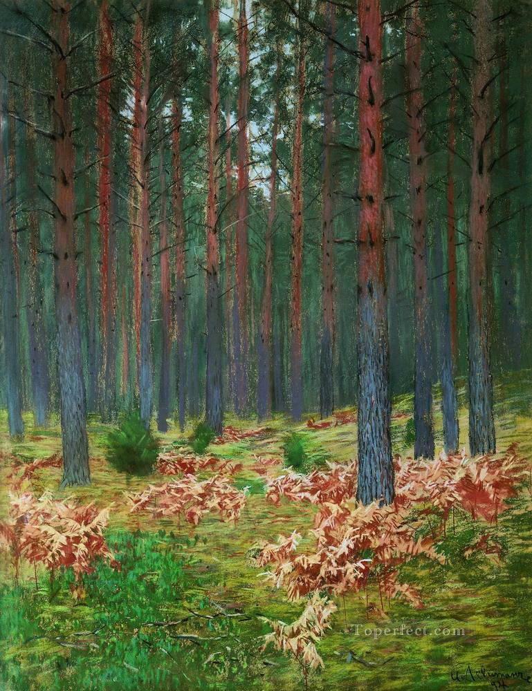 paisaje con helechos Isaac Levitan bosques árboles paisaje Pintura al óleo